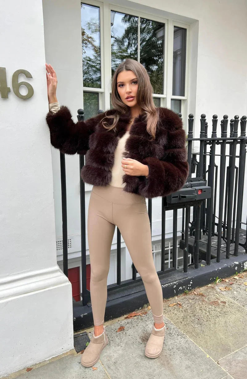 Drune | Kunstfell Puffermantel Kurze Plüsch Winterjacke