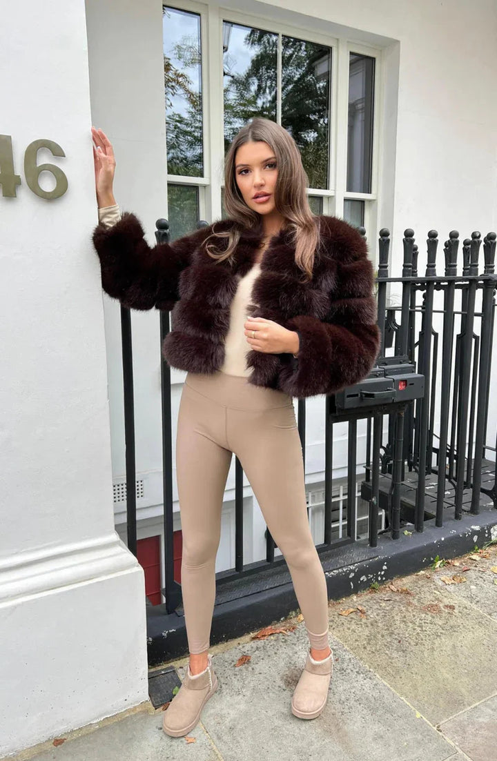 Drune | Kunstfell Puffermantel Kurze Plüsch Winterjacke