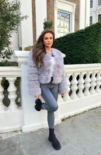 Drune | Kunstfell Puffermantel Kurze Plüsch Winterjacke