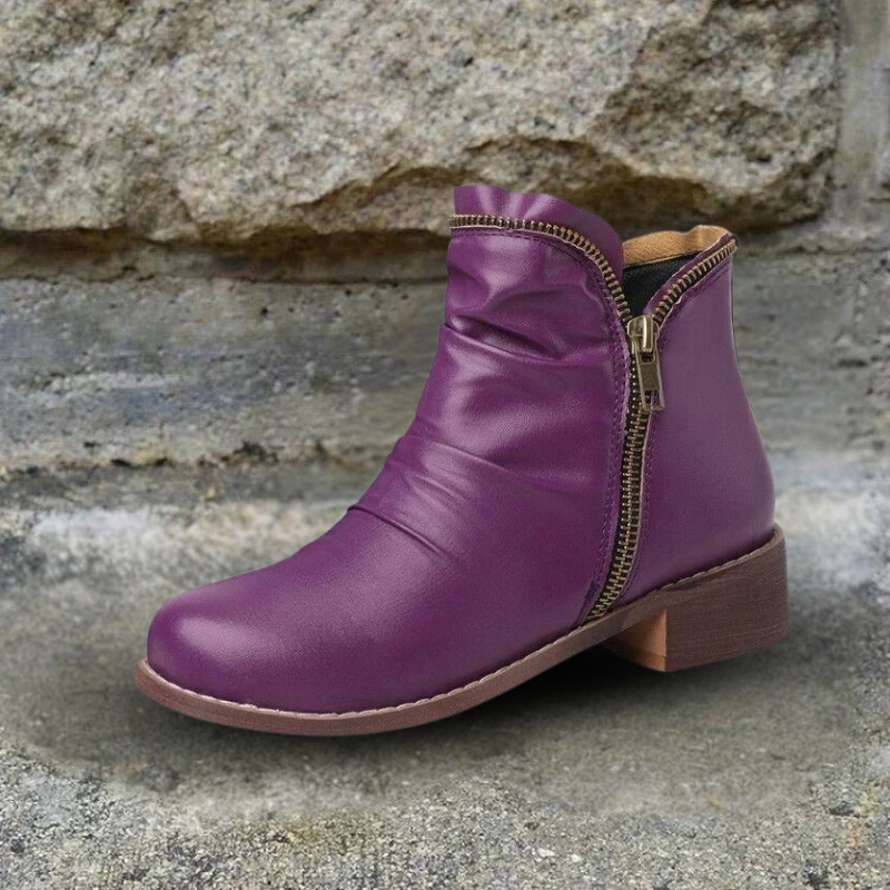 Drune | Damen Reißverschluss-Leder-Stiefeletten