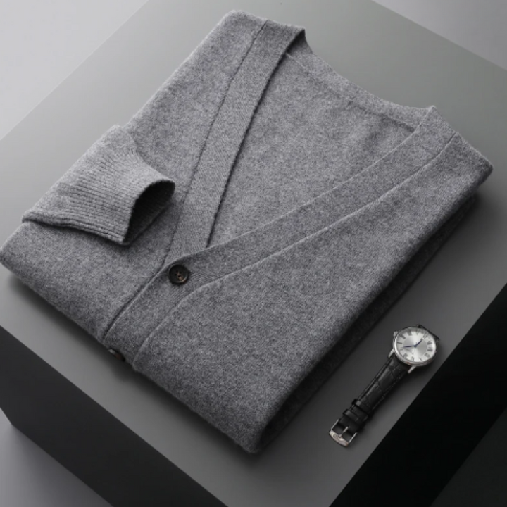 Drune | Cashmere Strickjacke V-ausschnitt Knopfverschluss Weicher Leichter Strick