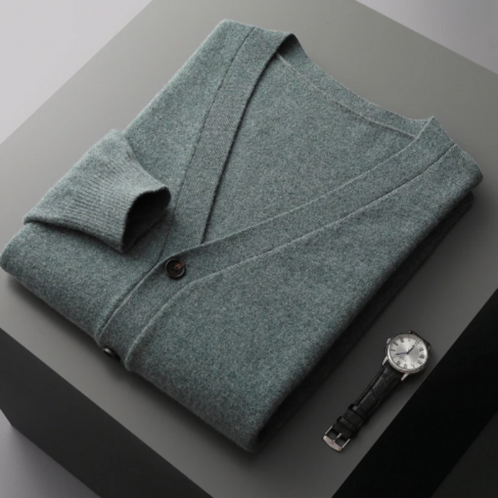 Drune | Cashmere Strickjacke V-ausschnitt Knopfverschluss Weicher Leichter Strick