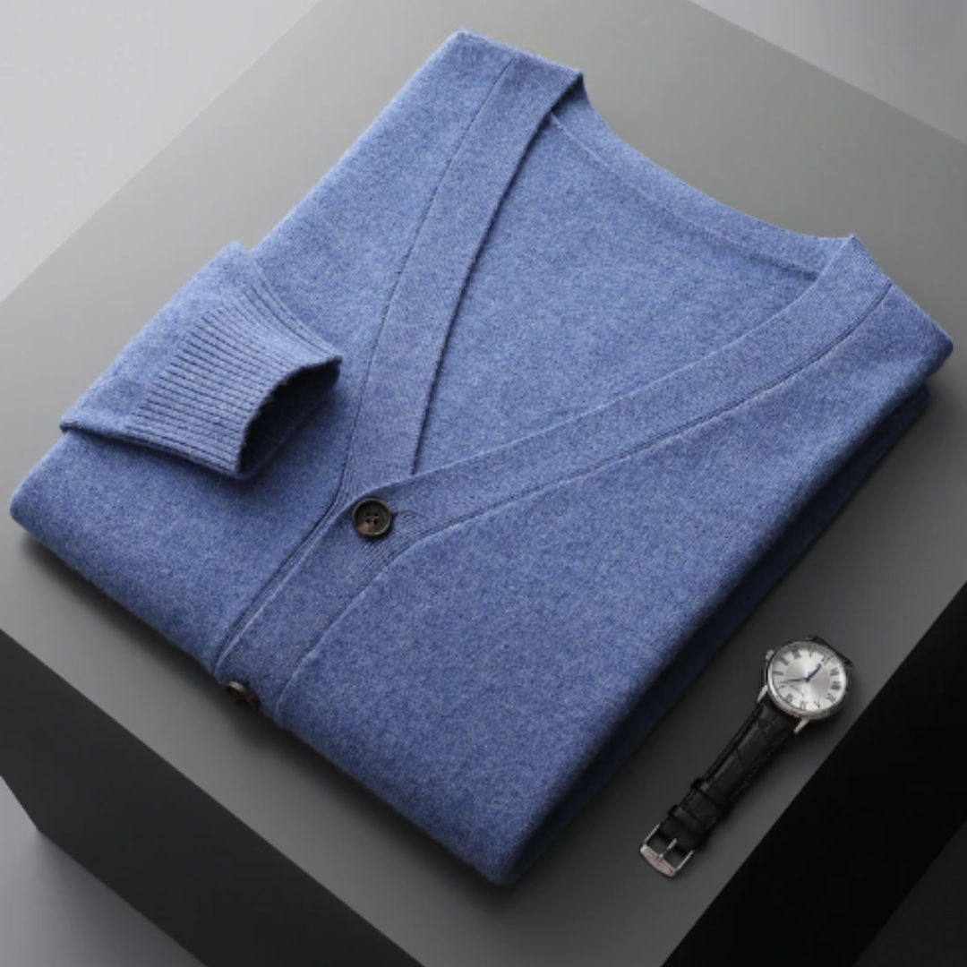 Drune | Cashmere Strickjacke V-ausschnitt Knopfverschluss Weicher Leichter Strick