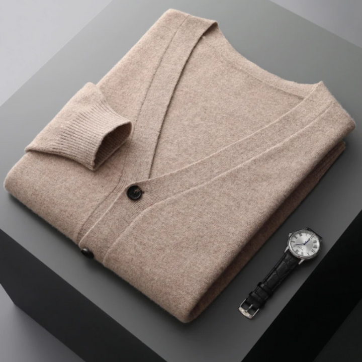 Drune | Cashmere Strickjacke V-ausschnitt Knopfverschluss Weicher Leichter Strick