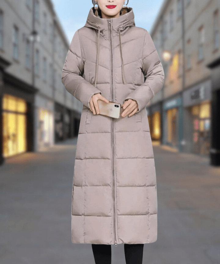 Drune | Gestepptes Puffer Jacket - Kapuze Isolierung - Winterwärme - Elegante Maxilänge