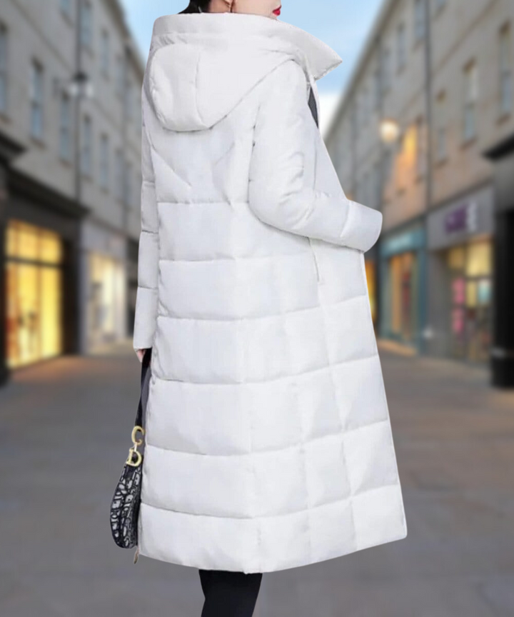Drune | Damen Lange Pufferjacke - Gestepptes Isolierdesign - Hoher Kragen - Voller Reißverschluss