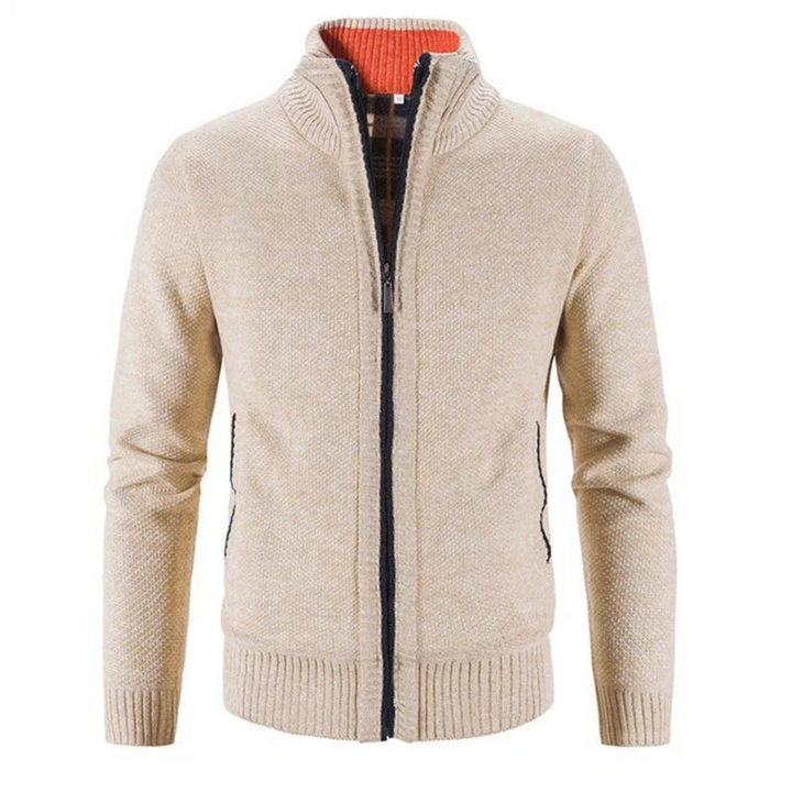 Drune | Strickjacke Weiches Strickmaterial Strukturierte Passform Reißverschluss Stehkragen Rippkanten