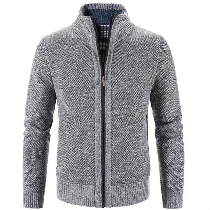 Drune | Strickjacke Weiches Strickmaterial Strukturierte Passform Reißverschluss Stehkragen Rippkanten