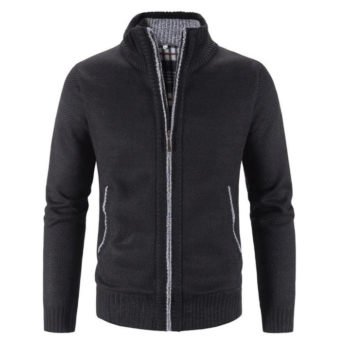 Drune | Strickjacke Weiches Strickmaterial Strukturierte Passform Reißverschluss Stehkragen Rippkanten