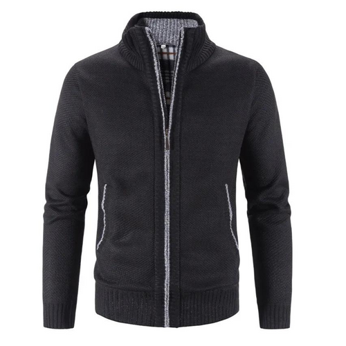 Drune | Strickjacke Weiches Strickmaterial Strukturierte Passform Reißverschluss Stehkragen Rippkanten