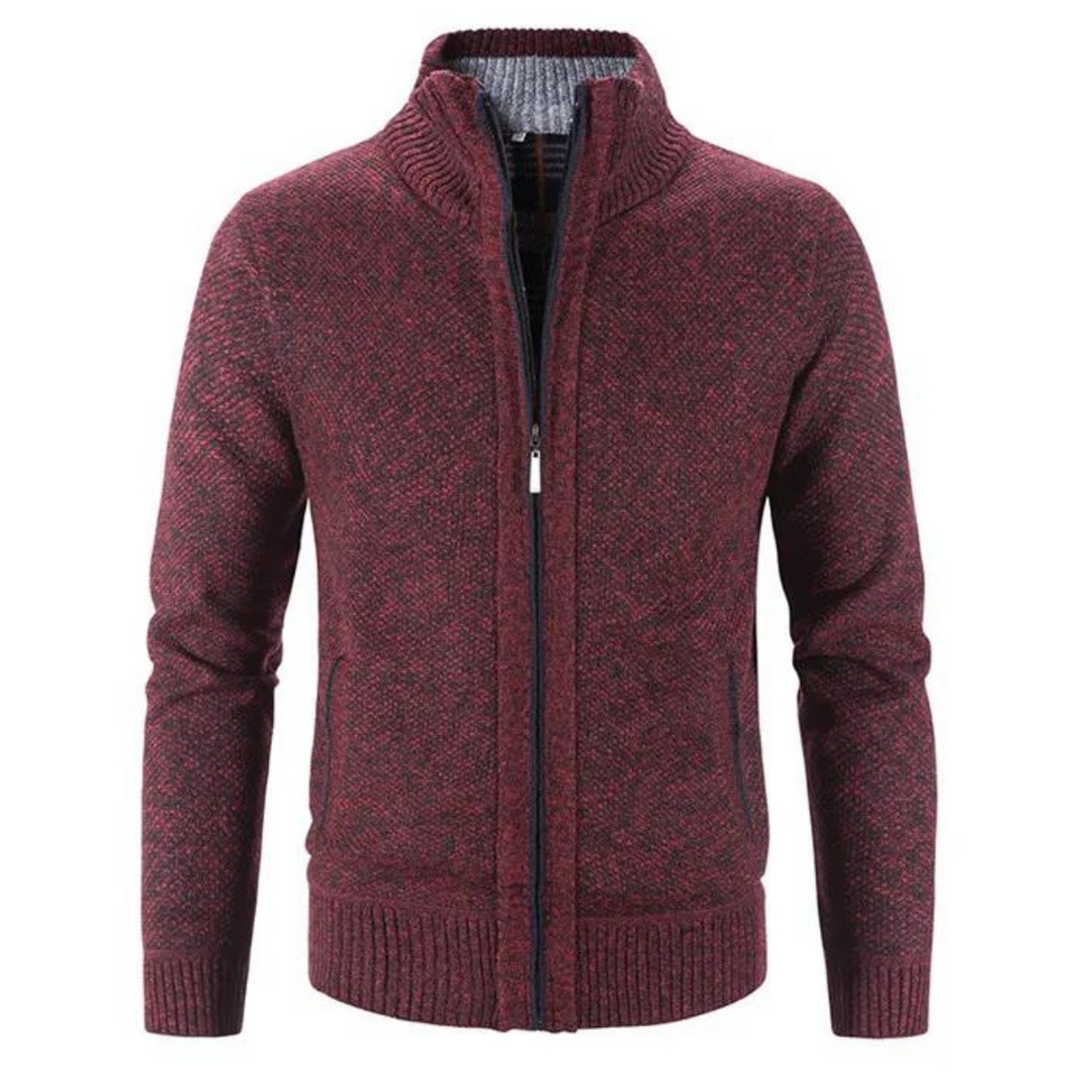 Drune | Strickjacke Weiches Strickmaterial Strukturierte Passform Reißverschluss Stehkragen Rippkanten