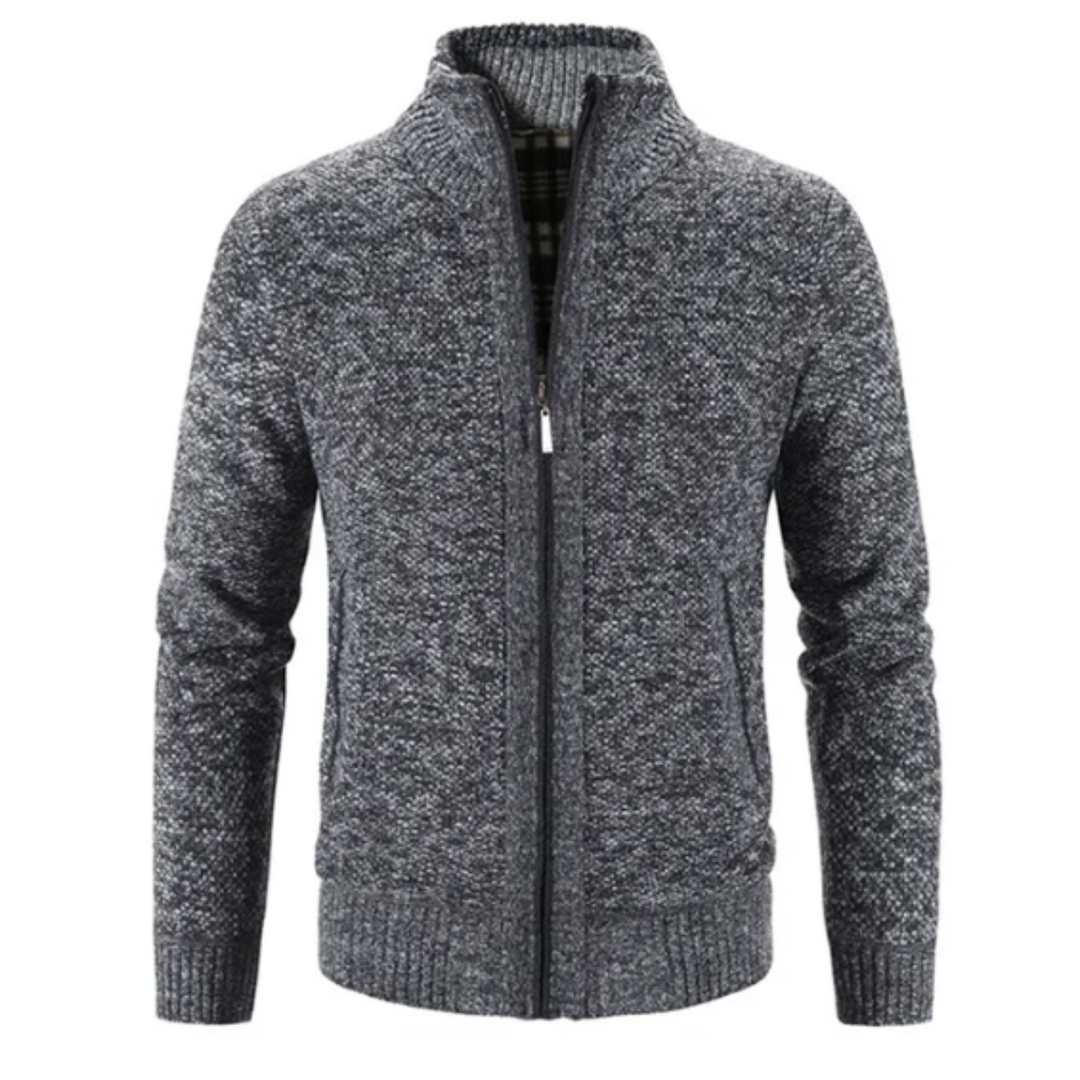 Drune | Strickjacke Weiches Strickmaterial Strukturierte Passform Reißverschluss Stehkragen Rippkanten