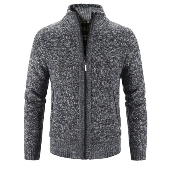 Drune | Strickjacke Weiches Strickmaterial Strukturierte Passform Reißverschluss Stehkragen Rippkanten