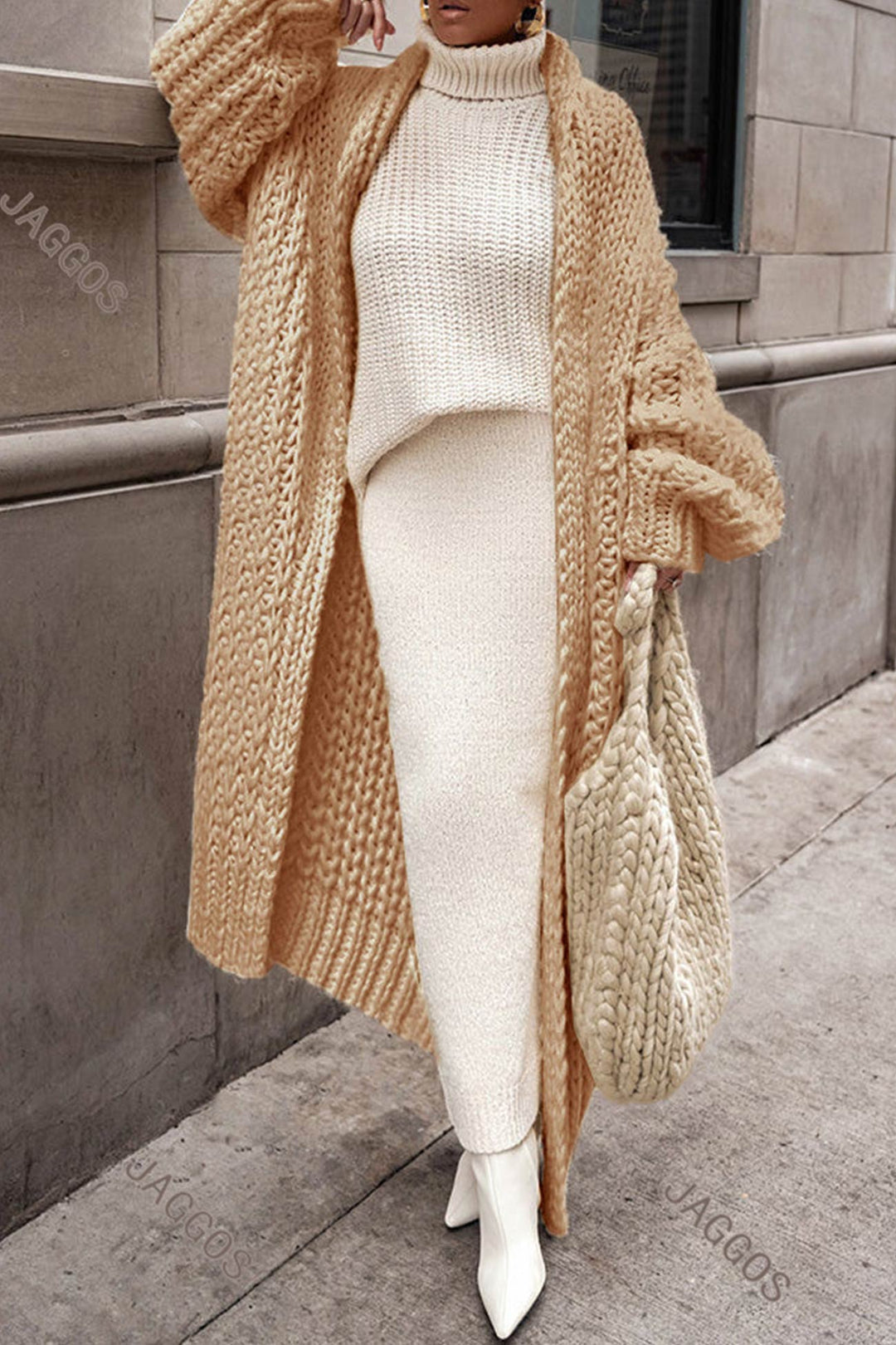 Drune | Damen Lange Gestrickte Strickjacke