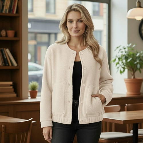 Drune | Oversize-Jacke für Frauen Top Coat Lange Ärmel Versteckte Knöpfe