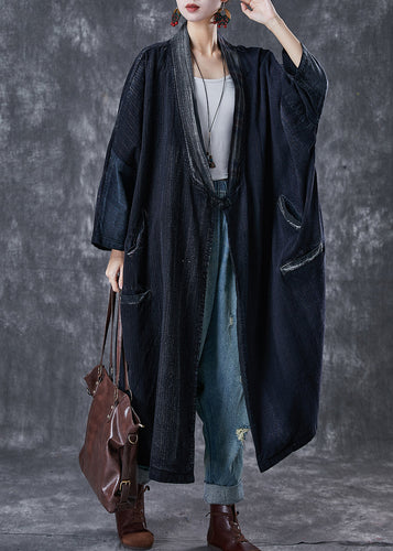 Drune | Marine Oversized Chinese Button Baumwoll Trenchcoats