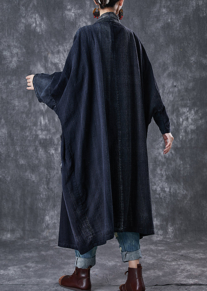 Drune | Marine Oversized Chinese Button Baumwoll Trenchcoats