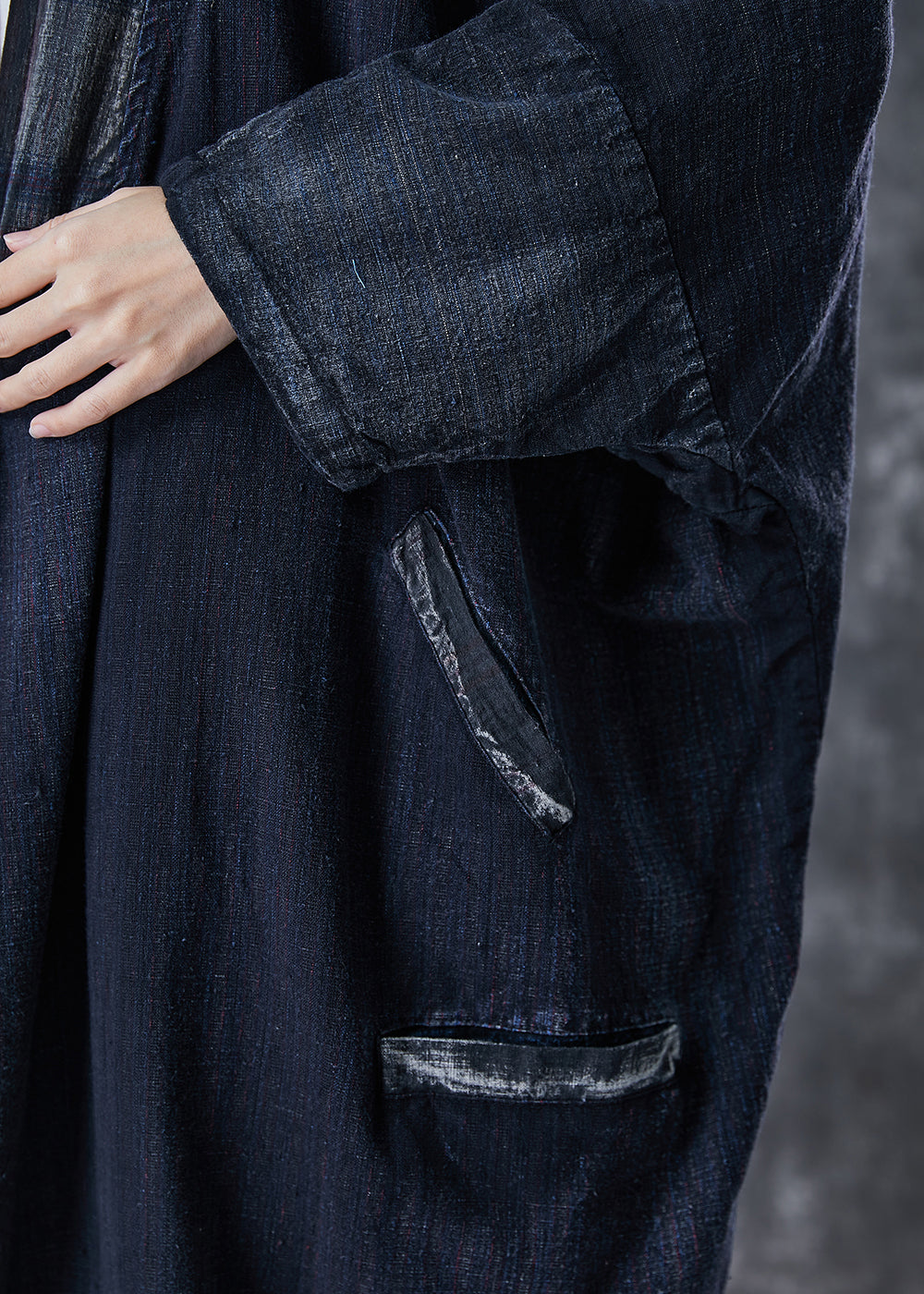 Drune | Marine Oversized Chinese Button Baumwoll Trenchcoats