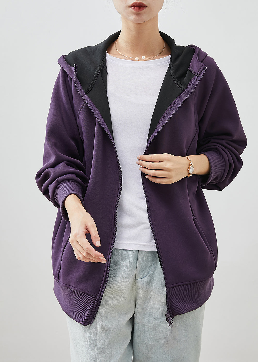 Drune | Lila Kapuzen Baumwoll Sweatshirts Mäntel