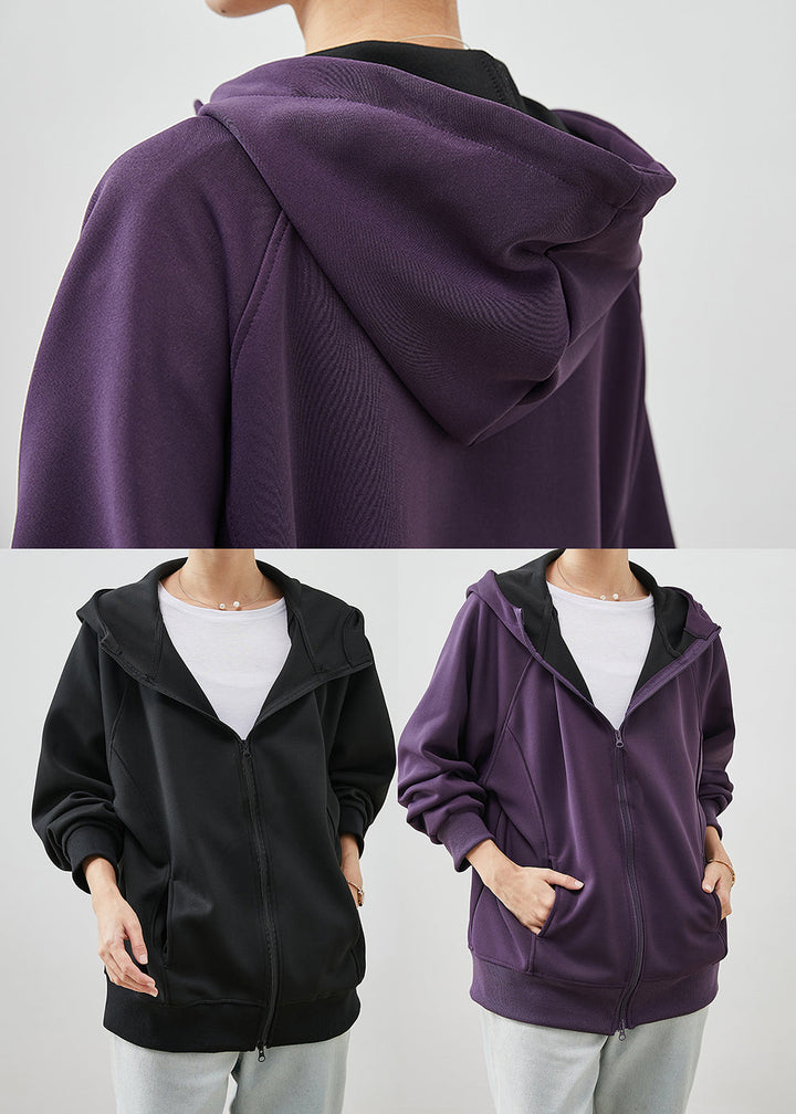 Drune | Lila Kapuzen Baumwoll Sweatshirts Mäntel