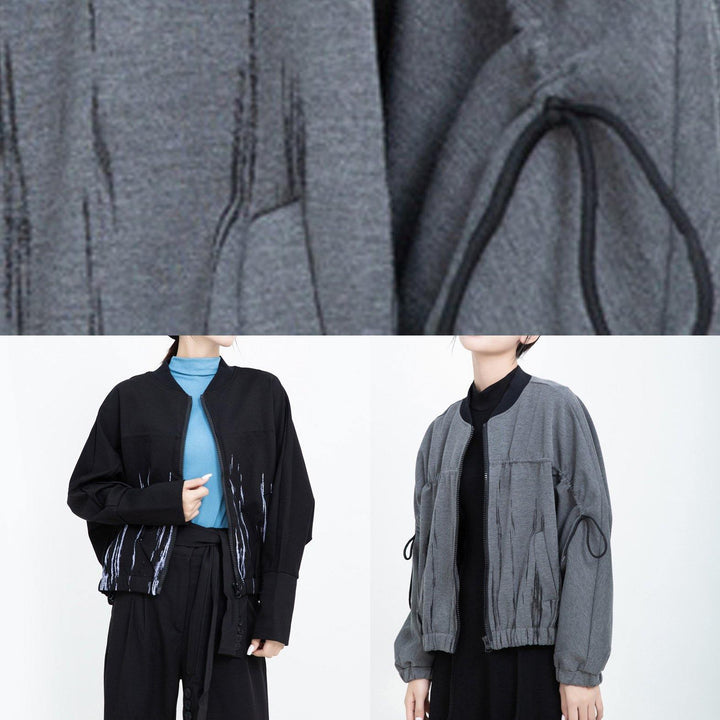 Drune | elastischer Saum Plus Size Druckkleidung für Frauen schwarze Alltagsmäntel