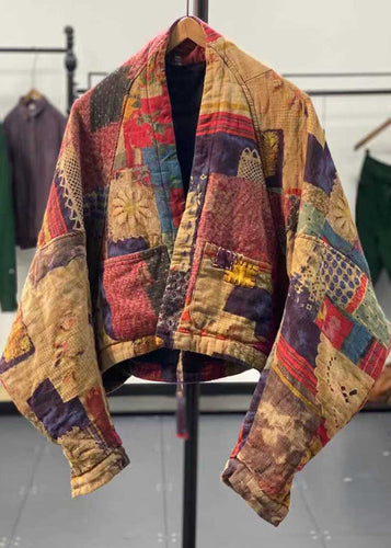 Drune | Gelber asymmetrischer Druck feine Baumwollgefüllte Mäntel Winter