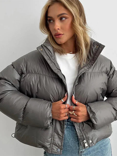 Drune | Pufferjacke Gepolstert Und Kurzer Schnitt Hoher Kragen Winddicht Und Warm