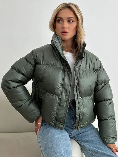 Drune | Pufferjacke Gepolstert Und Kurzer Schnitt Hoher Kragen Winddicht Und Warm
