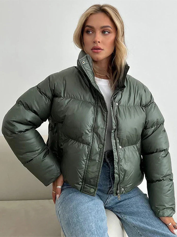 Drune | Pufferjacke Gepolstert Und Kurzer Schnitt Hoher Kragen Winddicht Und Warm