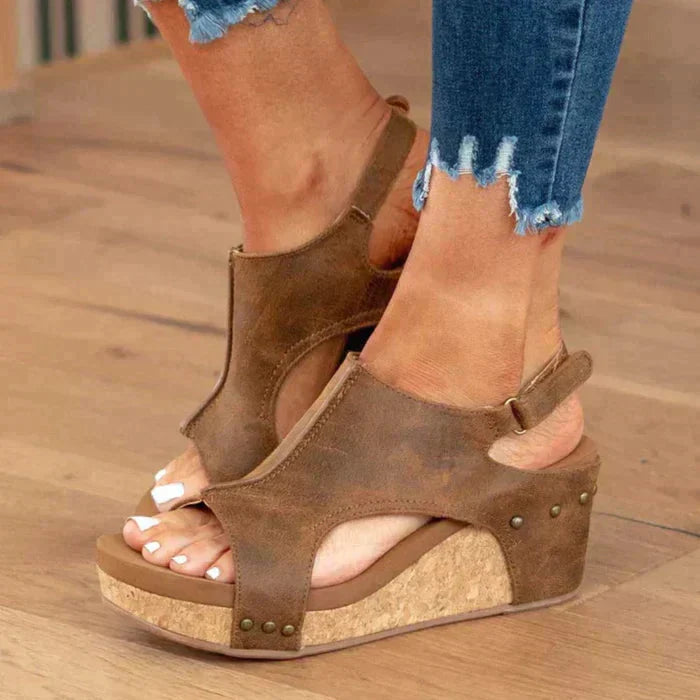 Drune | Sandalen Plateau Korksohle Keilsandaletten Sommerschuhe