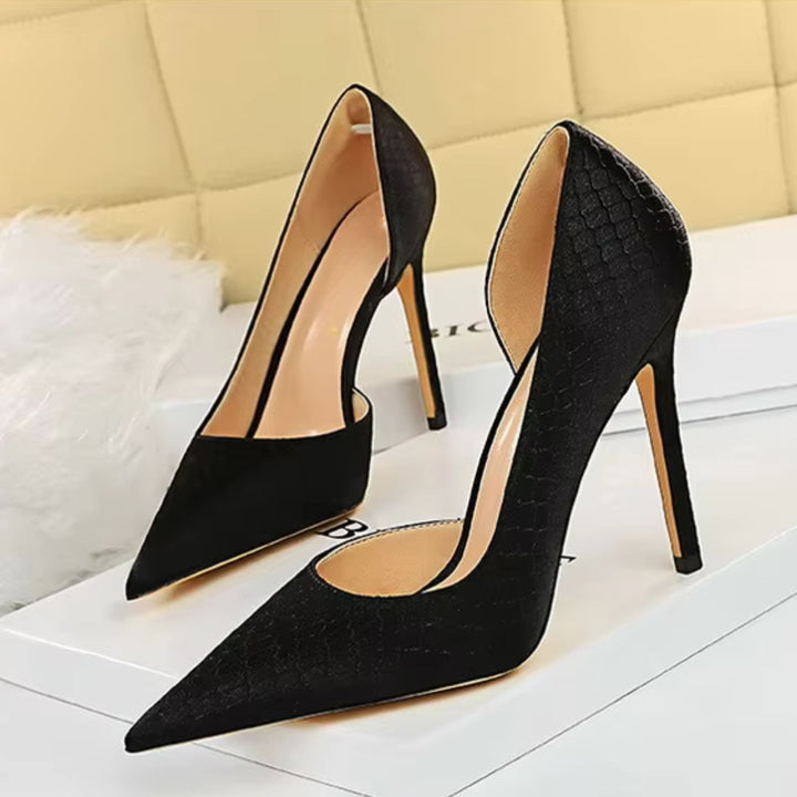 Drune | Stiletto Absätze Spitz Zulaufend Elegantes Gemustertes Design Hohe Schmale Absätze