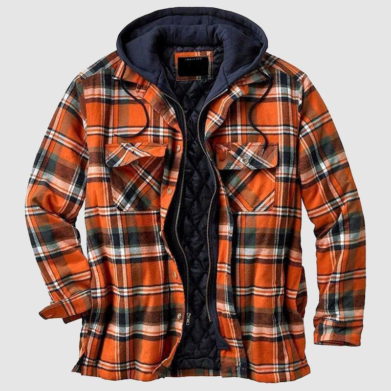 Drune | Kariert Kapuze Jacke Wattierte Futter Jacke Herren Jacke