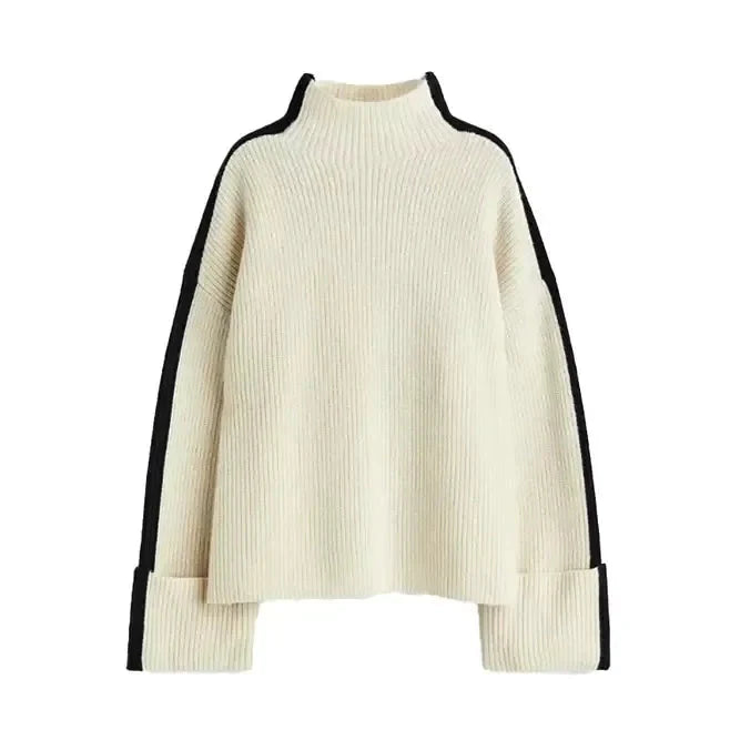 Drune | Pullover lockere Passform Rollkragen Strickpullover Damenbekleidung