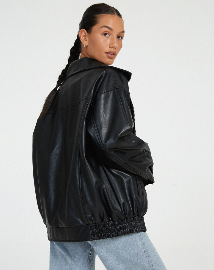 Drune | Jacke Kunstleder Zip up Kunstlederjacke Damenjacken