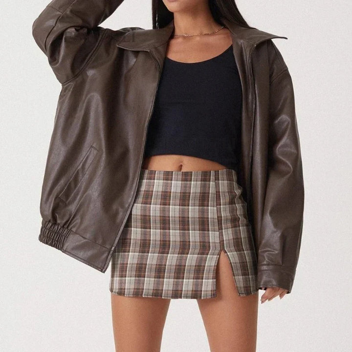 Drune | Lederjacke Schwarz Braun Lederjacke Damen Lederjacke