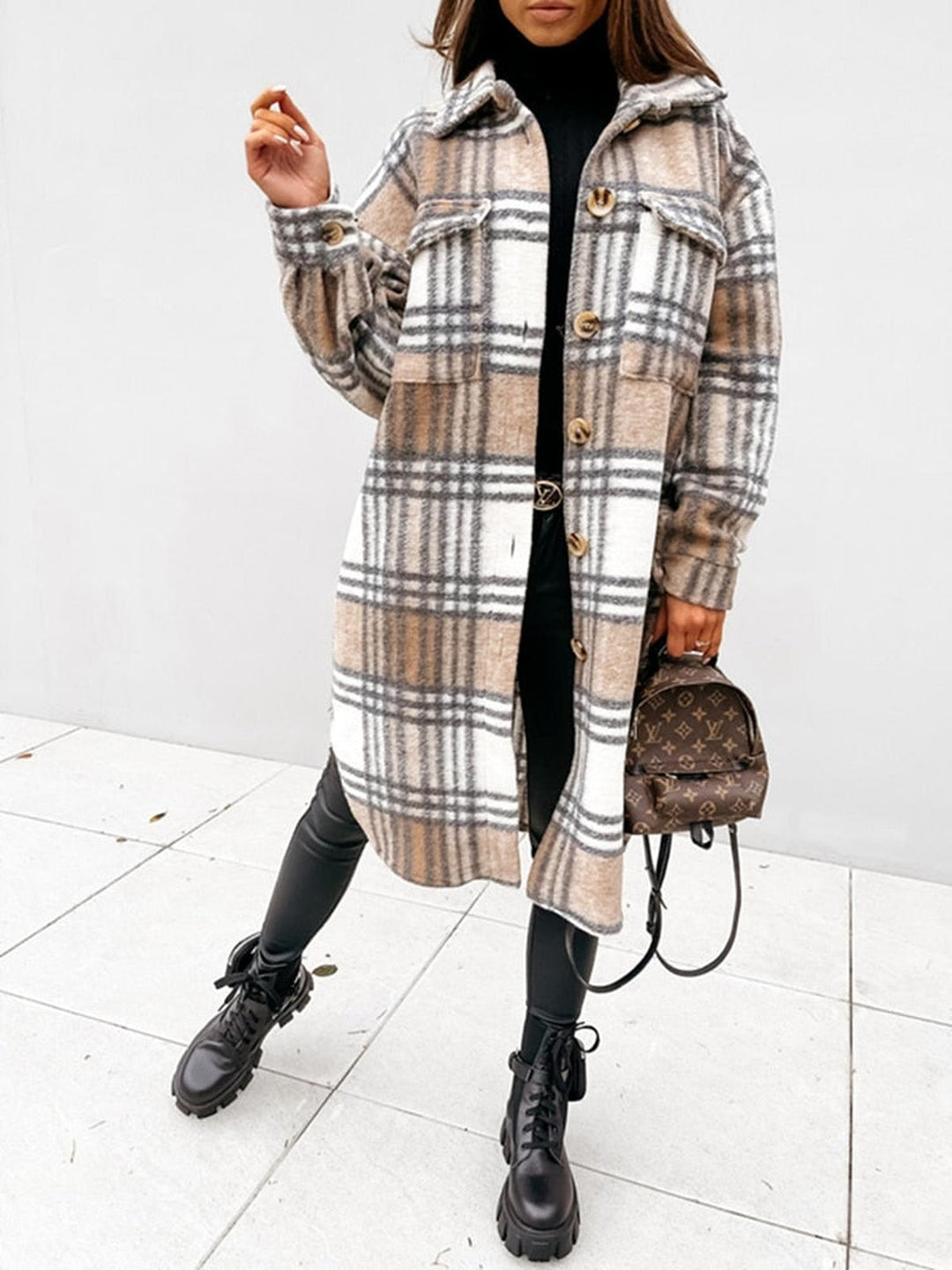 Drune | Übergröße Karo Wolljacke Für Damen