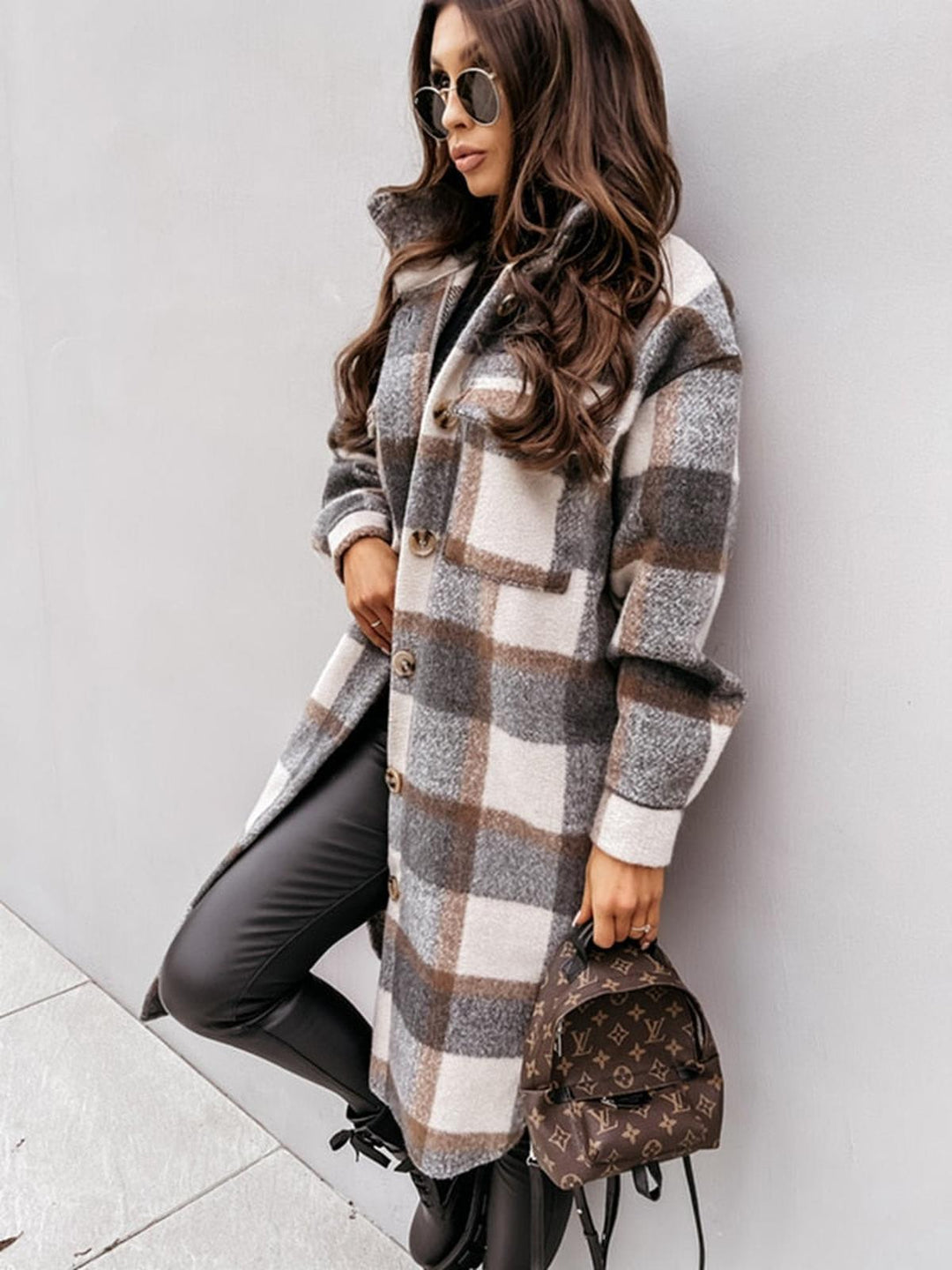 Drune | Übergröße Karo Wolljacke Für Damen