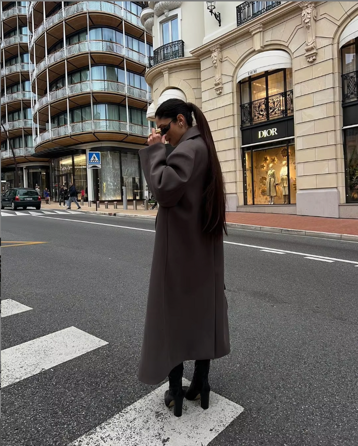 Drune | Wolljacke Damenjacke mit Doppelter Knopfleiste und Langem Wollkragen