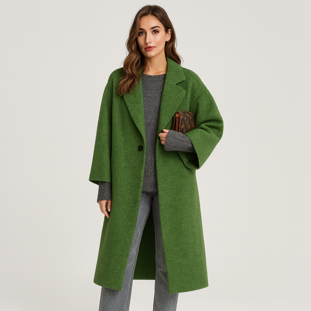 Drune | Wolljacke Lang Lockere Passform Wintertrenchcoat Winterjacke für Damen