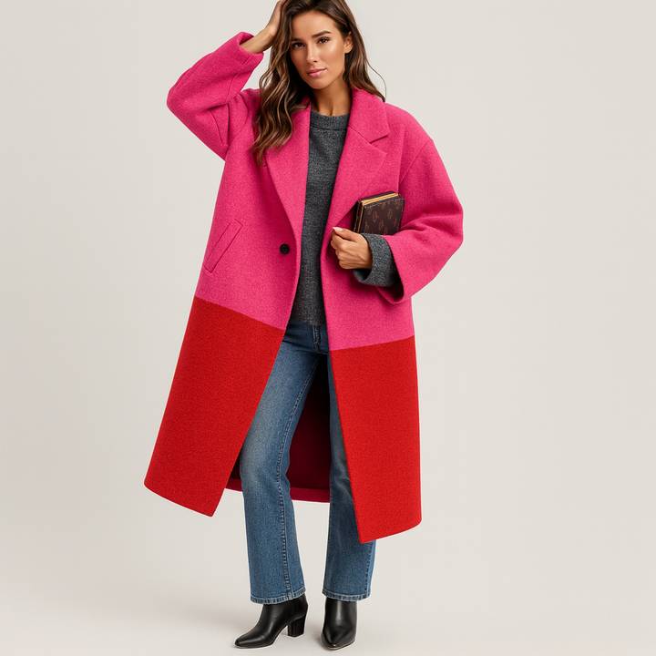 Drune | Wolljacke Lang Lockere Passform Wintertrenchcoat Winterjacke für Damen