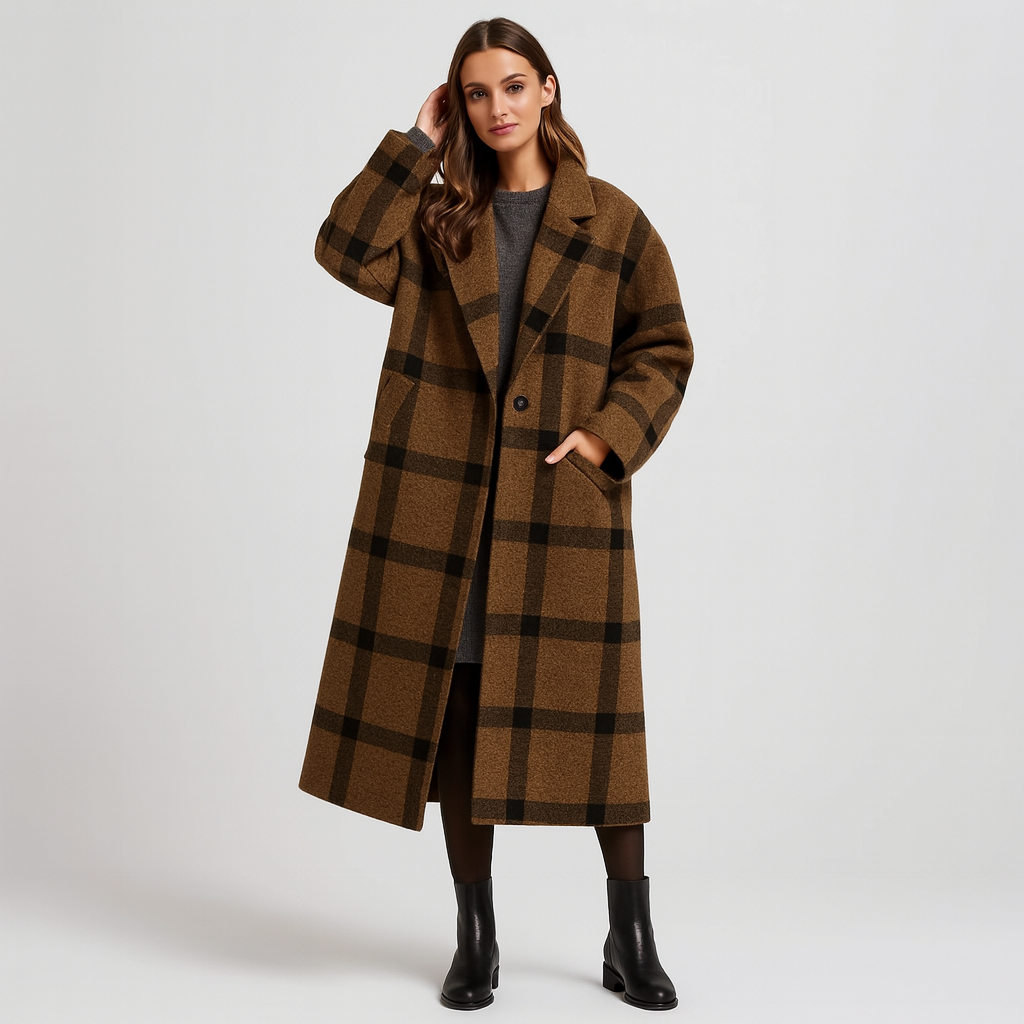 Drune | Wolljacke Lang Lockere Passform Wintertrenchcoat Winterjacke für Damen