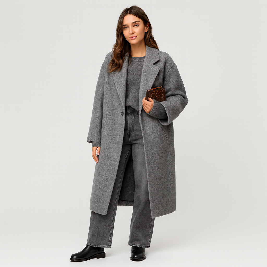 Drune | Wolljacke Lang Lockere Passform Wintertrenchcoat Winterjacke für Damen