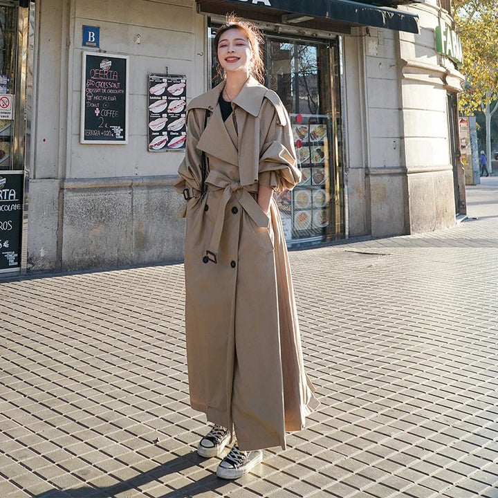 Drune | Damen Trenchcoat - Klassisches Doppelreiherdesign