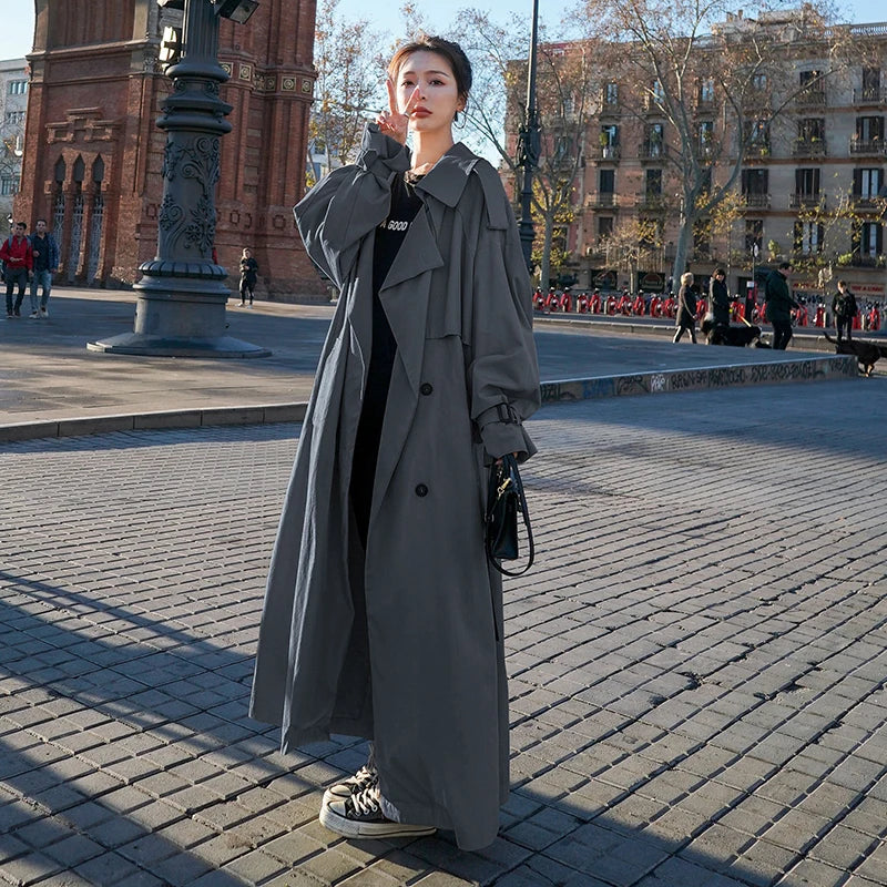 Drune | Damen Trenchcoat - Klassisches Doppelreiherdesign