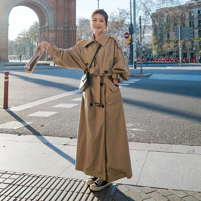 Drune | Damen Trenchcoat - Klassisches Doppelreiherdesign