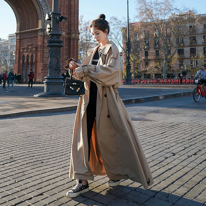 Drune | Damen Trenchcoat - Klassisches Doppelreiherdesign