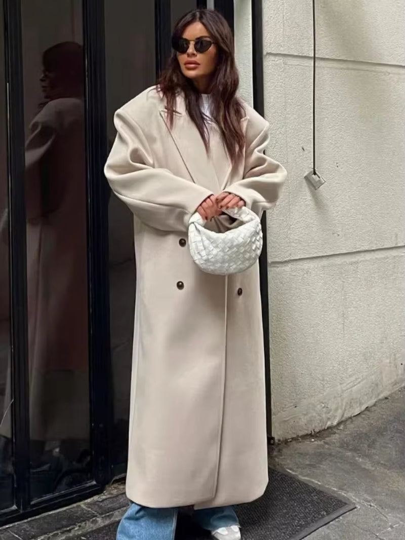 Drune | Damenjacke - Langer Trenchcoat mit Reverskragen