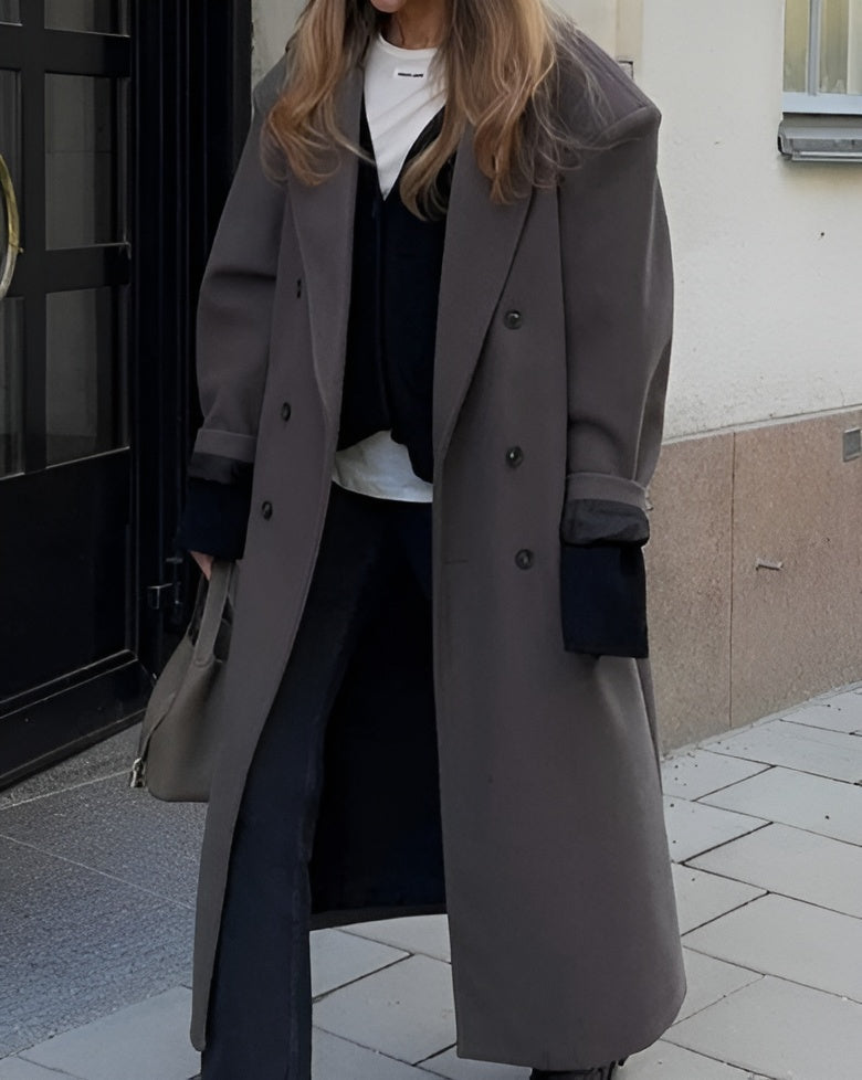 Drune | Damenjacke - Langer Trenchcoat mit Reverskragen