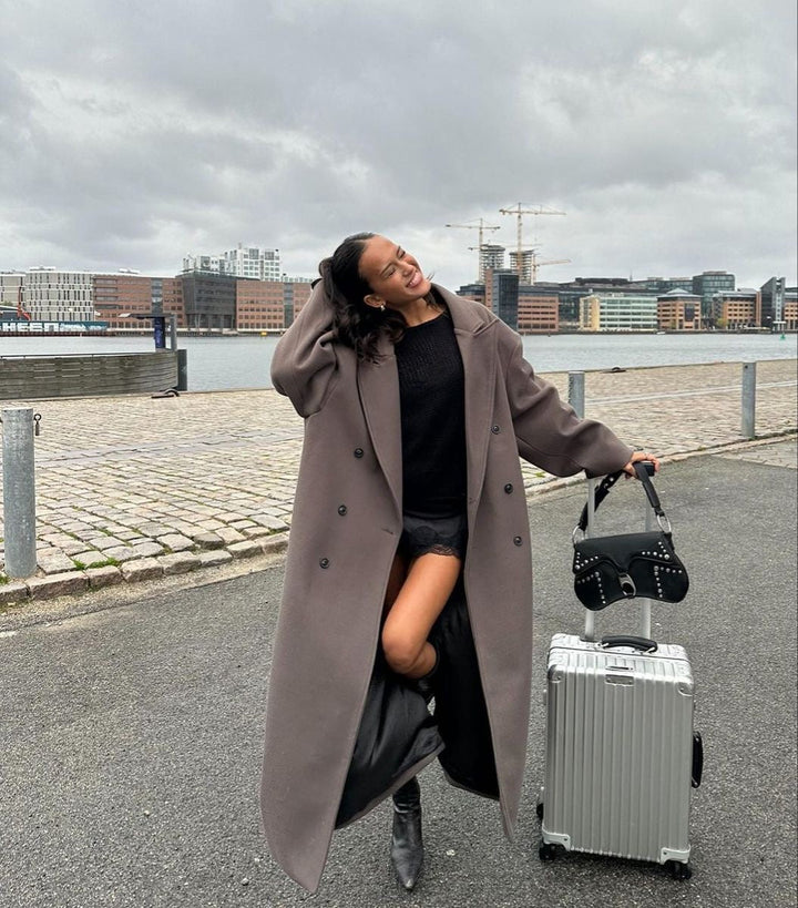 Drune | Damenjacke - Langer Trenchcoat mit Reverskragen