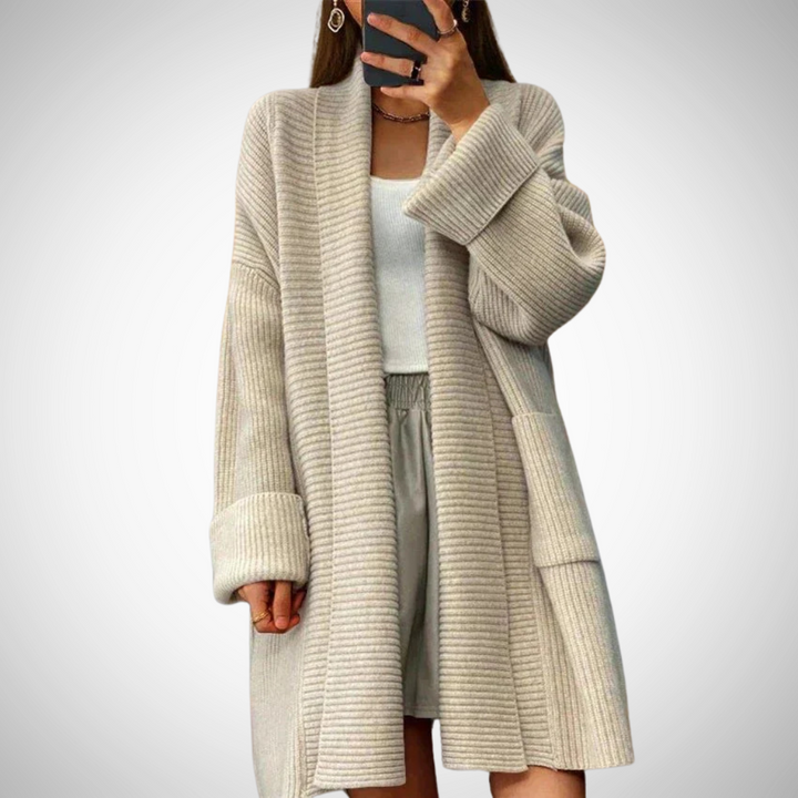 Drune | Damen Oversized Strickcardigan mit langen Ärmeln und Taschen